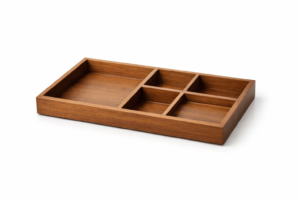 Bandeja de cortesía de madera 30 x 20 cm con 4 divisiones