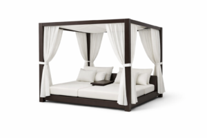 Cama balinesa de 200 x 200 cm con dosel de 4 postes