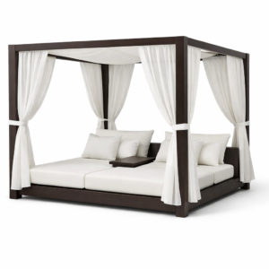 Cama balinesa de 200 x 200 cm con dosel de 4 postes