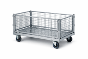 Carro contenedor de malla plegable 120 x 80 cm para 500 kg