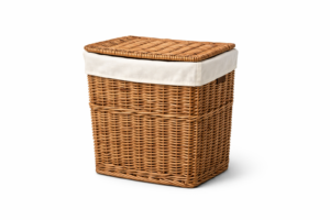 Cesta de ropa de mimbre con forro textil de 45 litros