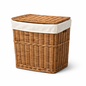 Cesta de ropa de mimbre con forro textil de 45 litros