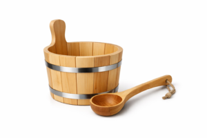 Cubo de sauna de madera de 5 litros con cazo de 45 cm