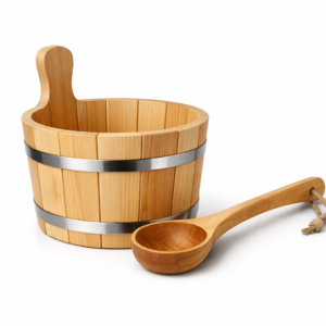 Cubo de sauna de madera de 5 litros con cazo de 45 cm