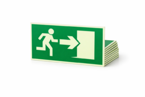 Juego de 10 señales fotoluminiscentes de evacuación 30 x 20 cm