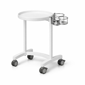 Mesa auxiliar rodante de estética con 1 bandeja de 30 cm y aro portafrascos