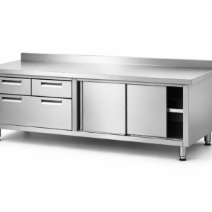 Mesa de trabajo con cajones y puertas correderas
