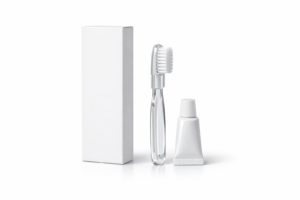 Set dental de cortesía con cepillo y crema de 5 g