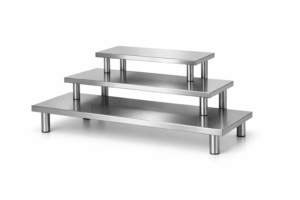 Soportes escalonados de buffet en acero inoxidable